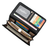 Promo Desain Baru Dompet Panjang Wanita Vintage OEM dengan Pola Benang, Penutup Ritsleting, Multifungsi, Lapisan Poliester