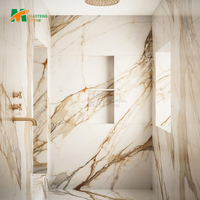 Dalles murales en marbre Calacatta Gold MTSTONE, finition brillante, pierre naturelle, pour salle de bain, niche de douche, revêtement mural, disponible pour toute la maison