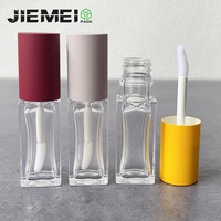 JIE MEI Pack Nouveau Vernis à Ongles en Forme de Bouteille 8ML Or Blanc Transparent Capuchon Carré Brillant à Lèvres Tube PET Lipgloss Container Avec Capuchon Rond