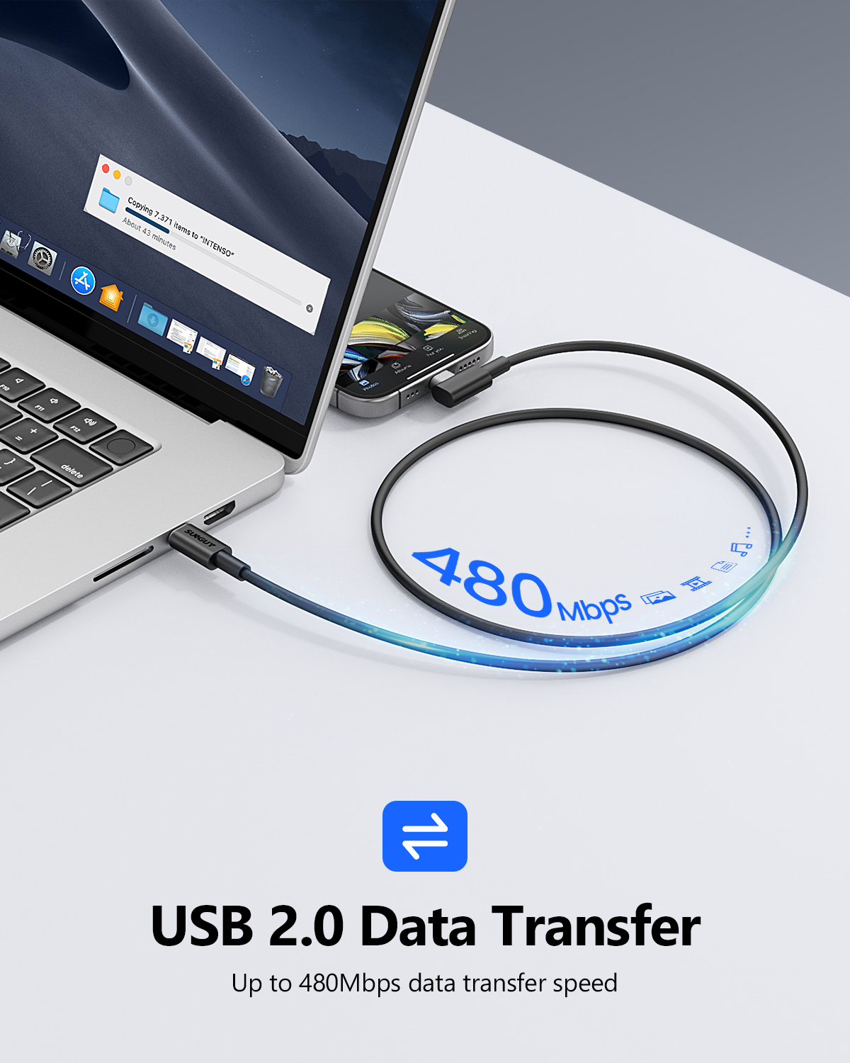 SUNGUY USB C 60W 90 Degree 2M 3A PD Fast Charging Cable USB C Cable Data Power Cable Type C Cable Charger For Phones And Laptops · image 5