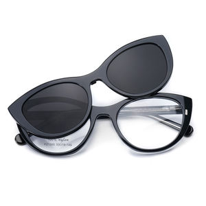 Mode lunettes de soleil polarisées Anti lumière bleue cadre rétro magnétique oeil de chat Clip sur lunettes de soleil pour femmes - Product Image 1