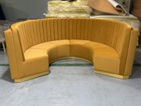 Banquette de restaurant semi-circulaire sur mesure en velours, canapé incurvé à dossier haut, mobilier de salon circulaire pour café et hôtellerie