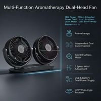 Ventilateur de voiture double tête 12V 24V en ABS, trois vitesses, oscillant, universel, avec diffuseur d'arômes pour sièges avant et arrière