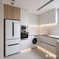 Armoire de cuisine moderne blanche personnalisée en MDF avec porte en verre pour la salle à manger de l'hôpital de la cave à vin du centre commercial
