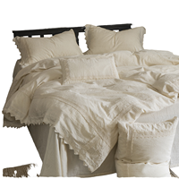 Ensemble de housse de couette en coton tissé imprimé à motif végétal, bordé de dentelle brodée, 100% coton, 400TC, style européen et américain