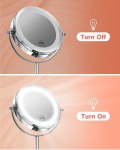 Miroir de maquillage éclairé 8 pouces, miroir grossissant double face rechargeable avec 3 couleurs, rotation 1x/10x, écran tactile, miroir de vanité - Product Image 4