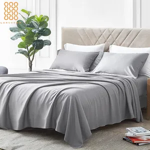 400TC 100% 有机竹纤维银色床上用品套装多色羽绒被套奢华床上用品套装