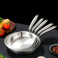 Wajan Penggorengan Stainless Steel 304 Lapisan Baja Tiga Lapis, Dasar Datar, Anti Lengket Khusus, Cocok untuk Menggoreng Steak