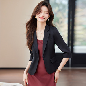 Women's White Summer Suit Jacket Set Three Quarter Sleeve Midi Skirt Elegant Satin Breathable Lightweight Women's Wear - Product Image 2