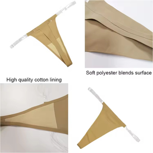 Nouvelle conception de culotte sexy pour femmes, couleur unie, dos en <span class=keywords><strong>T</strong></span>, transparente, TPU invisible, string, taille basse, avec technique de teinture unie - Product Image 4