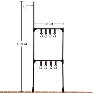 DELANHUWI Camping en plein air cuisine multifonctionnel étagère détachable support de lampe stockage support suspendu support de couverts en alliage d'aluminium