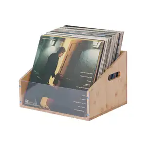 Vinyl Record Storage Holder CD Storage Box Case Crate Vinyl Record Album Holder Wood Desktop LP Crate