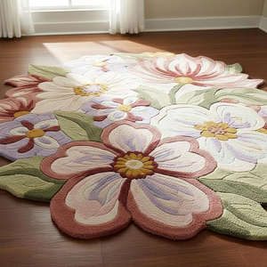 Tapis d'appoint en laine tufté à la main, motif floral artistique, fait main, pour intérieurs modernes, cadeau, décoration intérieure - Product Image 6