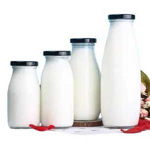 200ml 250ml 500ml 1000ml Beverage Fresh Milk Glass Bottle With Iron Covering