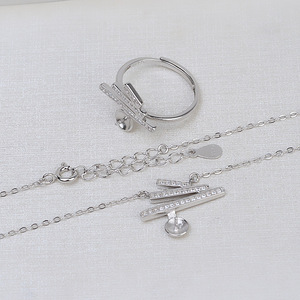 Ensemble de pendentifs et de bagues en argent S925 faits à la main, bijoux fins pour femmes, support vide semi-fini, tendance 1761, accessoires en perles - Product Image 4