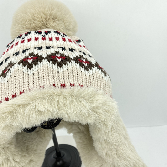 S9168 Women Peruvian Cover Ears Beanie Hat Ear Flaps Sherpa