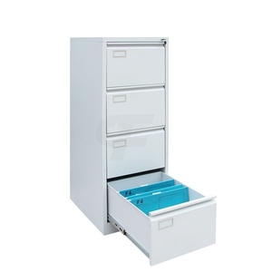 Armoire de classement moderne en acier à 4 tiroirs avec serrure à clé pour bureau et chambre à coucher, rangement en métal gris pour documents - Product Image 2