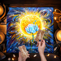Nappe de table de tarot personnalisable en velours, pentagramme noir, style rétro européen, anti-poussière, tapis de divination pour la maison