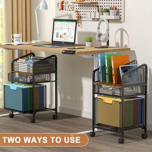 Carrito Organizador con Divisores, Fácil <span class=keywords><strong>de</strong></span> Montar, Estante <span class=keywords><strong>de</strong></span> Almacenamiento para Carpetas, Carrito Metálico Multifuncional para Oficina, Archivador <span class=keywords><strong>de</strong></span> Revistas y Libros - Product Image 2
