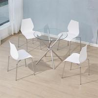 Meubles de salle à manger Table à manger en verre transparent Table d'hôtes 80 90 100 cm Table basse ronde en verre trempé moderne bon marché