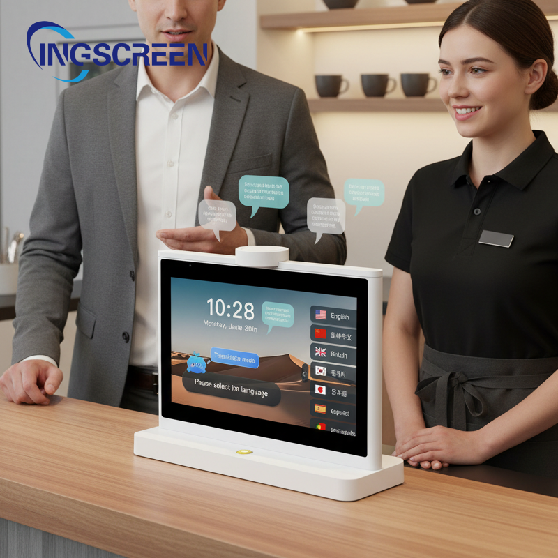 INGSCREEN Smart Counter Translator for International Guests Dual-Sided Screen Shows Native Language to Each User in Real Time