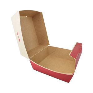 Embalaje de hamburguesas, contenedor de alimentos, tapa con bisagras, caja de papel de hamburguesa marrón, logotipo personalizado impreso, caja de papel de hamburguesa marrón Kraft Clamshell - Product Image 3