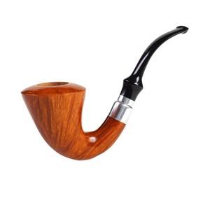 Briar Wood Smoking Pipe Bent Type With Aluminum Rings Handcrafted Traditional Style Tobacco Pipe For Personal Gift - Product Image 5