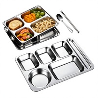 Boîte à lunch bento à grande capacité avec 5 compartiments, 1500 ml, en acier inoxydable, récipient divisé, passe au lave-vaisselle, pour adultes