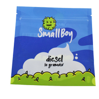 Sacs Mylar personnalisés imprimés avec fermeture éclair 3.5, bleus, pour bonbons gélifiés, emballage de snacks, sachets Mylar refermables à fenêtre