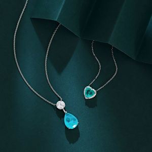Colliers pendentifs Dylam, nouveaux bijoux fins hypoallergéniques en argent S925, pierre synthétique Paraiba, zircone 5A bleu turquoise - Product Image 5