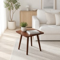 Table basse carrée avec plateau en MDF et pieds en bois massif, petite table d'appoint, table de chevet, table de nuit, rangement compact, moderne, pour salon