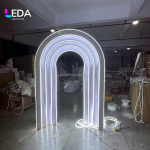 โรงงาน LEDA จำหน่ายโดยตรง อุปกรณ์จัดงานแต่งงานทันสมัย ฉากหลังอะคริลิคแบบลูกฟูก 3 มิติ พร้อมไฟสำหรับตกแต่งงานอีเว้นท์ - Product Image 6