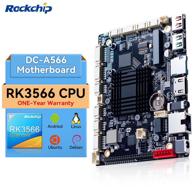 USB BT Wifi Dual HD-MI Motherboard for Fanless Stock Mini PC Android 11.0 Linux OS RK3566 Mainboard with Rockchip Chipset