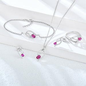 Collana da sposa rubino 925 argento sterling collana di fidanzamento zircone ciondolo infinita collana di gioielli - Product Image 4