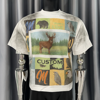 T-shirt surdimensionné à coupe carrée pour homme, imprimé DTG personnalisé, motif graphique XXL, effet délavé soleil et délavé à l'acide, coupe courte