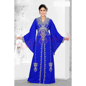 Caftán azul de gasa, el más vendido, con bordado Zari, elegante y moderno, vestido modesto para fiestas, para mujer, de exportadores. - Product Image 5