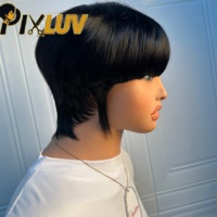 Perruque Courte Pixie Naturelle Brésilienne 180% Densité Cheveux Humains Raides Coupe Pixie Noire Pré-épilée pour Femmes Vente en Gros