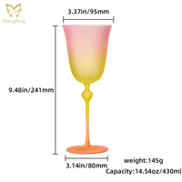 Verres à vin colorés 430 ml, gobelets à pied dégradé Ombre, verres à champagne mats givrés effet coucher de soleil pour bar, mariage, fête