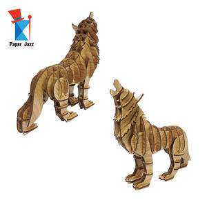 Vente en gros d'emballages personnalisés Fournitures d'enseignement Bricolage Assemblage d'animaux STEAM Décoration découpée au laser Casse-tête en bois 3D Modèle de loup - Product Image 5