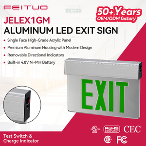 FEITUO - Señalización de Salida de Emergencia LED con Flecha, Carcasa de Aluminio de una Sola Cara, 50 Años de Historia de la Marca, OEM ODM, para Escuelas - Product Image 1