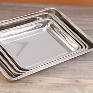 Vassoio di Servizio/Teglia <span class=keywords><strong>da</strong></span> Forno in Acciaio Inox 201, Spessore 0,8 mm, Ecologico, Grande Formato Quadrato, Piatto di Qualità per Servire Cibo - Product Image 1