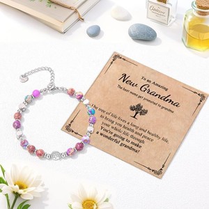Nueva Pulsera de Piedras Naturales de Color Púrpura con Cuentas de Ágata, Joyería Hecha a Mano con Dije del Árbol de la Vida para Mujer - Product Image 4