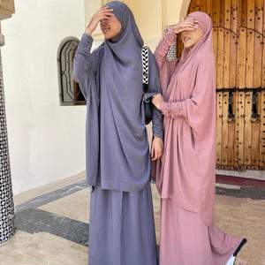 2022中东马来纯色两件式蝙蝠袖两件式套装祈祷Abaya Jilbab - Product Image 1