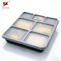 Barquette alimentaire jetable en plastique PP avec compartiments, compatible micro-ondes, pour plats à emporter, avec couvercle
