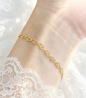 Bracelet en Or Véritable 18K Au750, Maillons Délicats Ondulés en Dentelle Creuse, Bijoux Fins pour Femme, Vente en Gros, Cadeau de Mariage Haut de Gamme