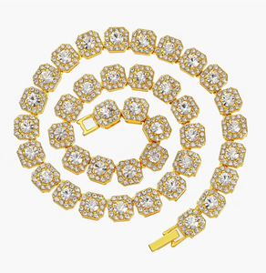 สร้อยคอหินแซฟไฟร์ทรงสี่เหลี่ยมลายหินกลมหรูหรามีสไตล์ไม่เหมือนใครใส่ได้ทั้งชายและหญิงสำหรับใส่ได้ทุกวัน - Product Image 2