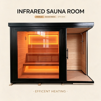 Salle de sauna moderne en bois, sèche et humide, avec fonction vapeur et infrarouge lointain, pour villas