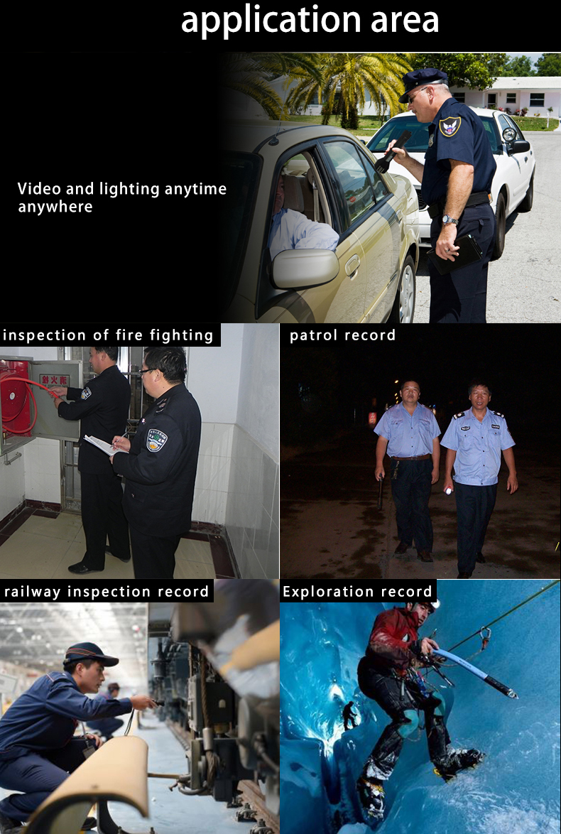 WIFI GPS Rechargeable Video Recorder Torch Light Camcorder Led DVR Flashlight For Police Railway