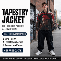 Veste personnalisée Hip Hop Zip-up Jacquard pour hommes manteau de tapisserie tissé avec motif décoration toile tissu pour l'hiver