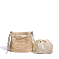 Nouveau Sac à Bandoulière de Luxe en Cuir Véritable Tressé pour Femme 2026 – Grande Capacité, en Cuir de Vachette et Paille, Idéal Plage et Voyage